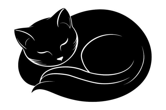 Black Silhouette of a Curled Cat