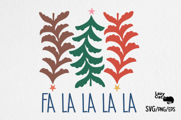 Boho Christmas Tree Fa La La La SVG PNG