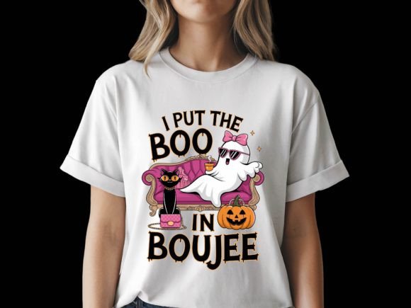 Boujee Ghost Halloween Posh Cat Vector