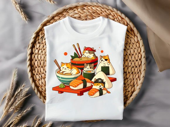 Cat Ramen Eat T-Shirt Design