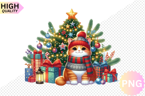 Christmas Cat Clipart Design