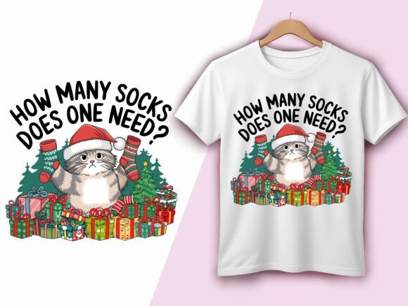 Christmas Cat Socks Holiday Vector