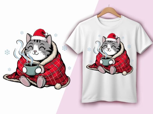 Christmas Cat Wrapped in Blanket Coffee