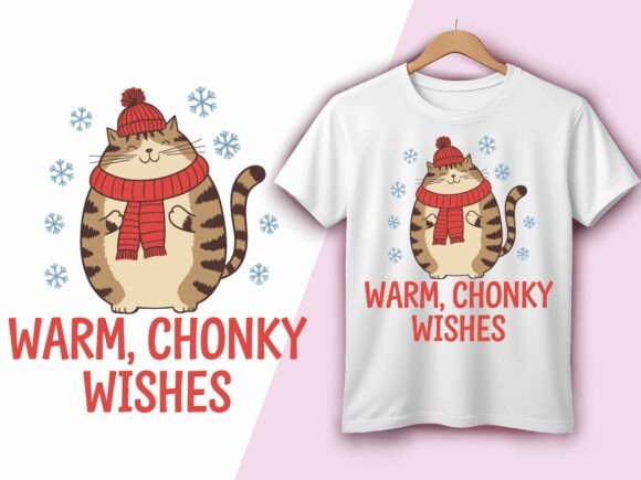 Christmas Chonky Cat Warm Holiday Vector