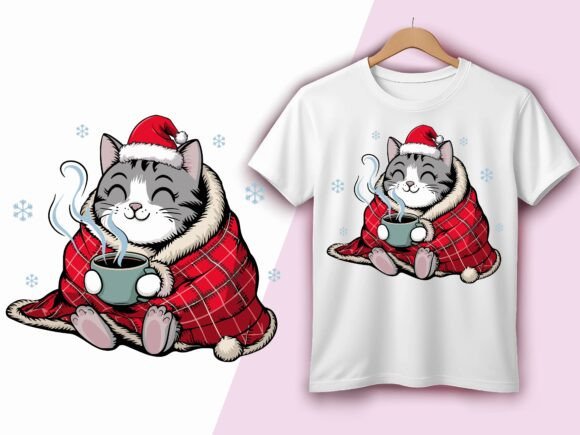 Christmas Coffee Cat Cute Cozy Holiday