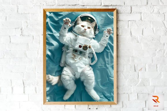Cute Astronaut Cat in the Space Art