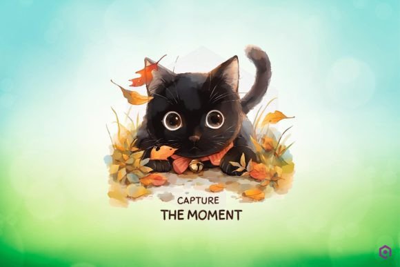 Halloween Black Cat CAPTURE the MOMENT Clipart PNG
