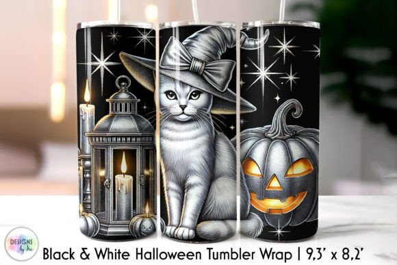 Halloween Cat Tumbler Wrap Design