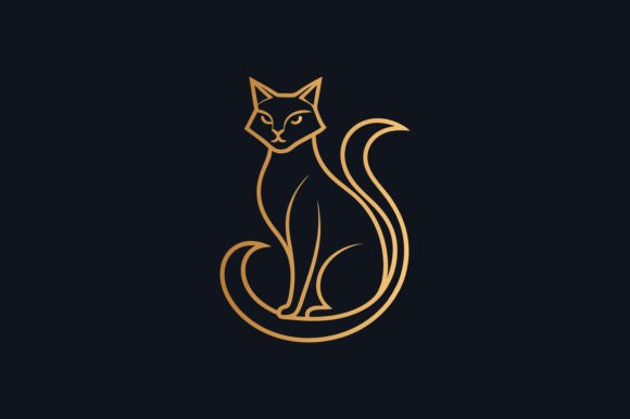 Luxury Cat Line Art Logo