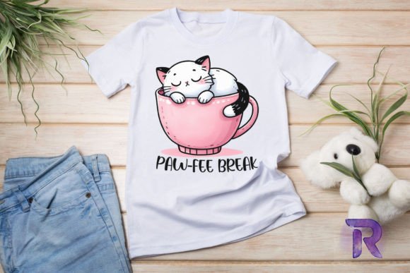 Pawfee Break Funny Kitty Cat PNG