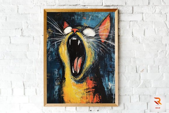 Stunning Screaming Cat Wall Art