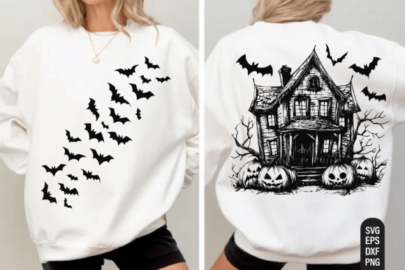 Vintage Halloween Haunted House SVG PNG