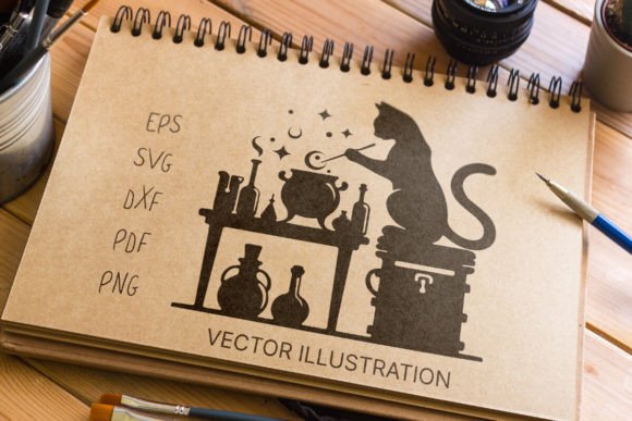 Wizard Cat. Vector Illustration